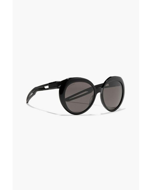 Balenciaga Black Sonnenbrille mit rundem rahmen aus azetat
