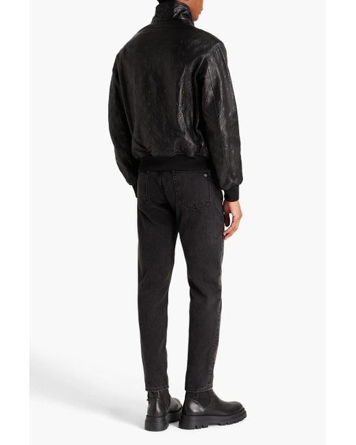 Emporio Armani Embossed Leather Jacket in Black for Men | Lyst UK