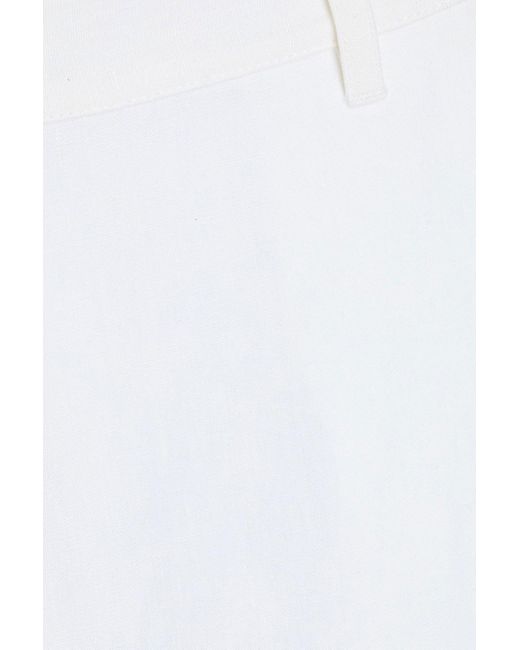Theory White Linen Midi Skirt