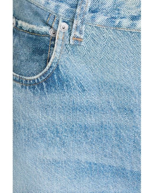 Rag & Bone Blue Miramar Shannon Denim-Effect Print French Cotton-Terry Straight-Leg Pants