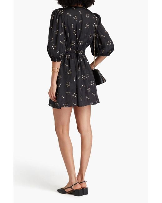 Maje Black Sequin-embellished Satin Mini Dress