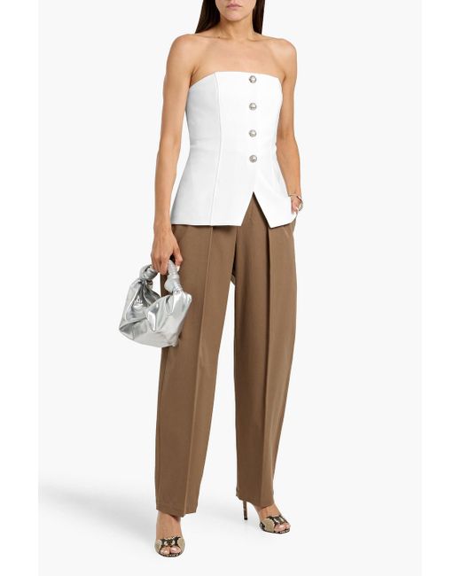 Veronica Beard White Forman Strapless Crepe Top