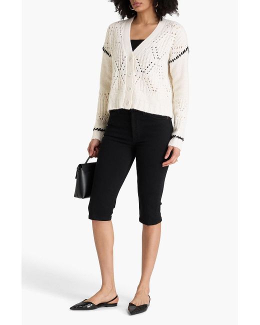 Autumn Cashmere Natural Pointelle-Knit Cashmere Cardigan
