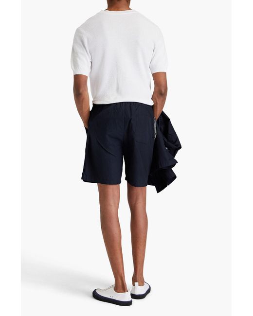 FRAME Blue Cotton And Linen-blend Drawstring Shorts for men