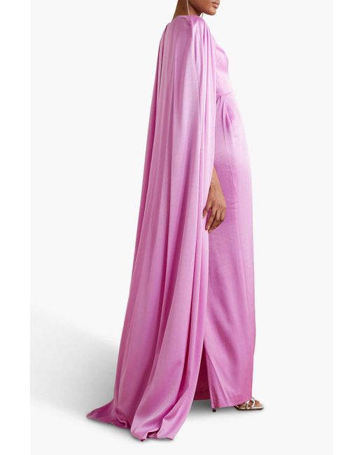 Alex Perry Pink Hudson Cape-effect Satin-crepe Gown