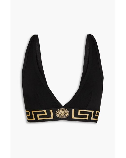 Versace Black Stretch-Cotton Jersey Triangle Bra