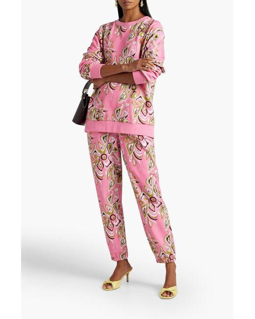 Emilio Pucci Red Printed French Cotton-terry Track Pants