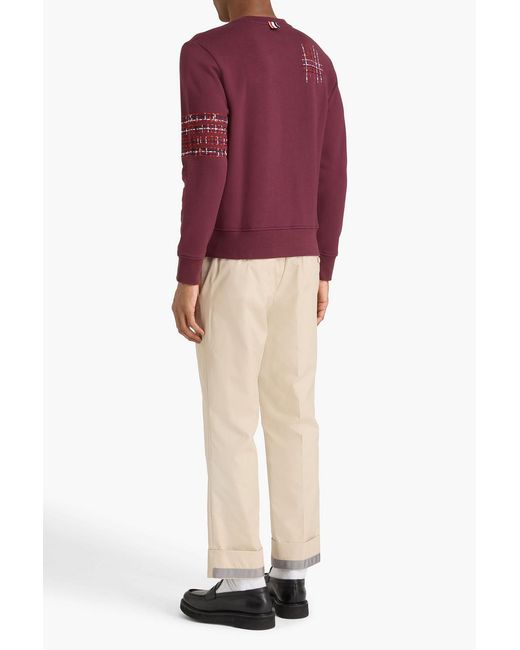Thom Browne Purple Embroidered French Cotton-Terry Sweatshirt for men