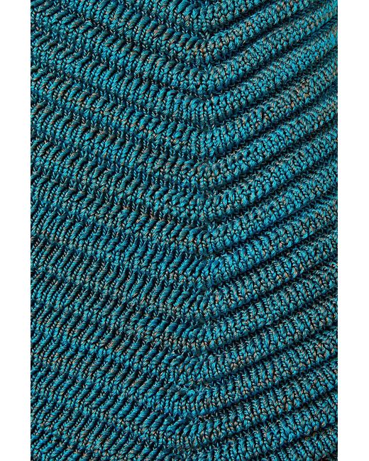 Isa Boulder Blue Body Curl Ribbed Stretch-knit Midi Dress