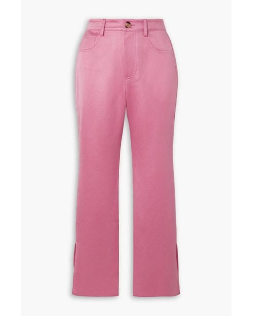 Nanushka Pink Vaeda Cropped Satin Flared Pants