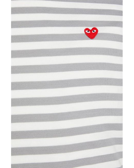 Comme des Garçons White Appliquéd Striped Cotton-jersey T-shirt for men