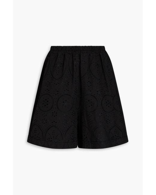 Charo Ruiz Black Lyo Broderie Anglaise Cotton-Blend Shorts