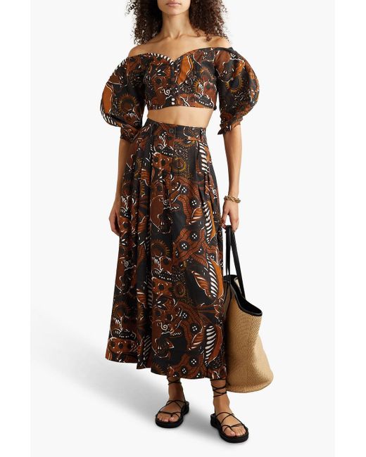 Mara Hoffman White Juana Off-the-shoulder Cropped Printed Tm Lyocell Top