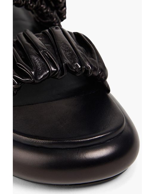 Jil Sander Black Ruched Leather Platform Sandals