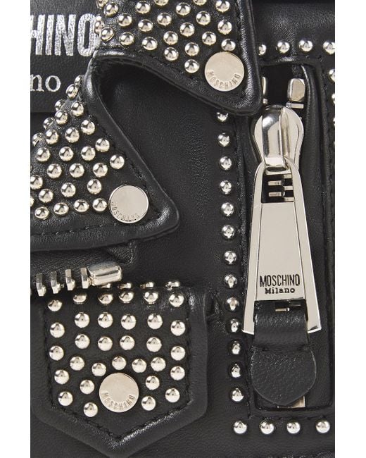 Moschino Black Embellished Leather Shoulder Bag