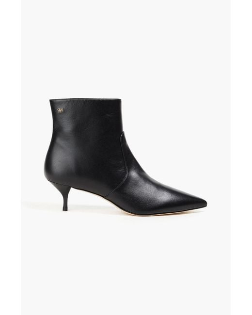Stuart Weitzman Black Mara 50 Leather Ankle Boots