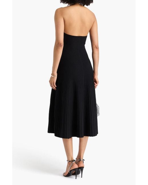 Jonathan Simkhai Black Sadira Crystal-Embellished Ribbed-Knit Midi Dress