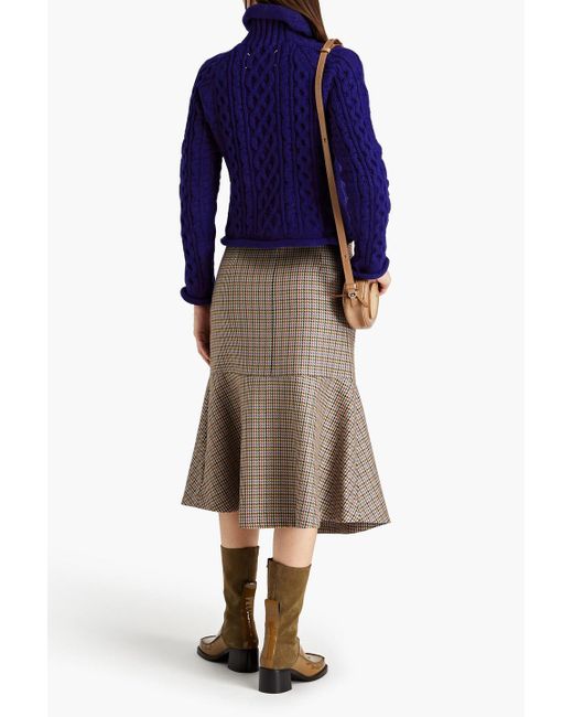 Maison Margiela Blue Cable-knit Wool Turtleneck Sweater