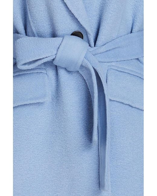 Maje Blue Bouclé Wool-blend Coat