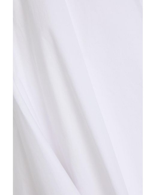 Staud White Gatto Cotton-Blend Midi Dress
