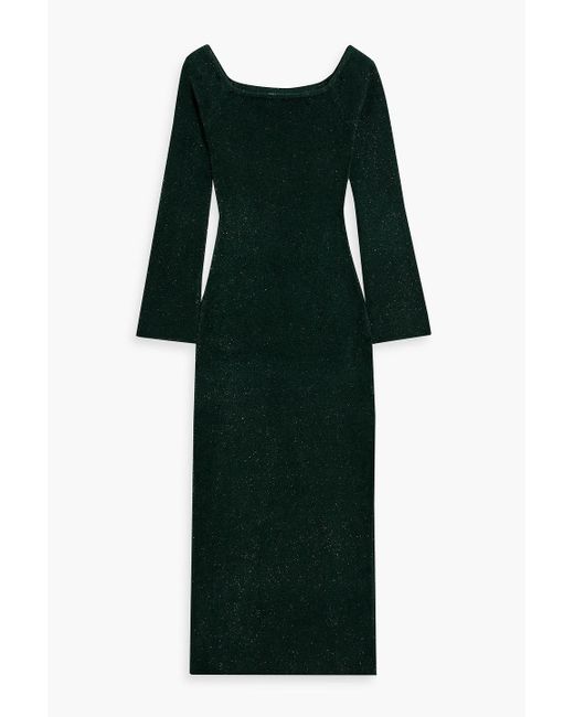 Galvan London Women's Green Ribbed-knit And Tinsel Midi Dress -  rajagirimanappuram.com