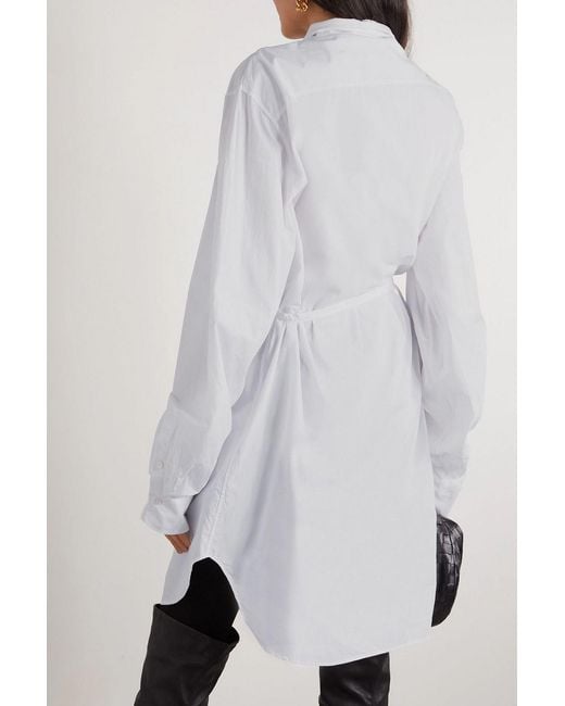 Ann Demeulemeester White Belted Cotton-Poplin Shirt