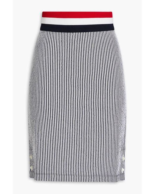 Thom Browne Gray Striped Jacquard-knit Cotton Skirt