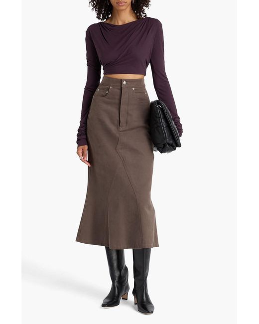 Rick Owens Purple Jade Cropped Draped Jersey Top