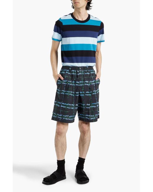 Marni Blue Logo-print Cotton Shorts for men