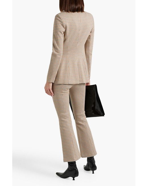 Rosetta Getty Natural Cropped Checked Knitted Flared Pants