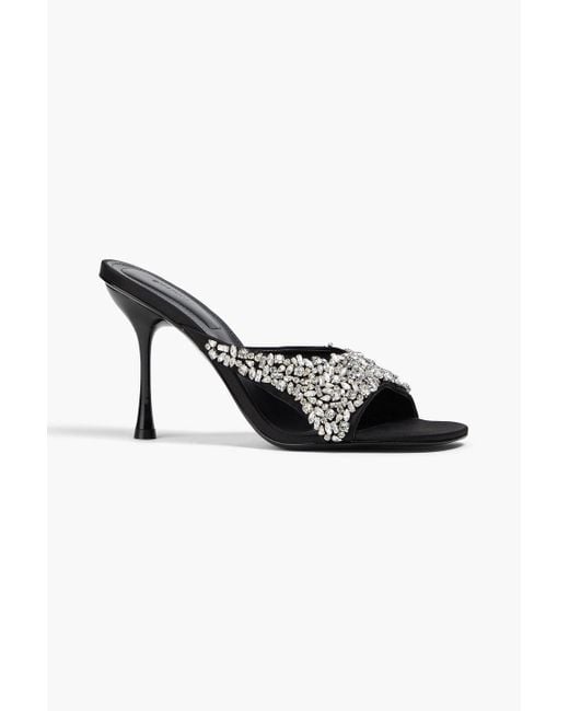 Jonathan Simkhai Black Crystal-Embellished Satin Mules