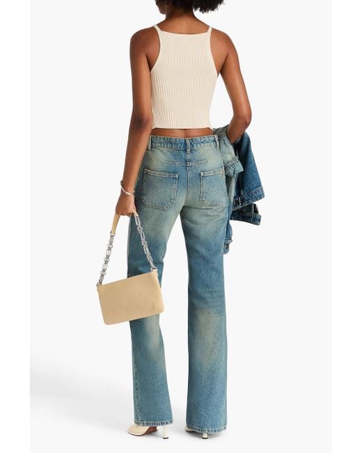 Courreges Blue Hoch sitzende bootcut-jeans in ausgewaschener optik