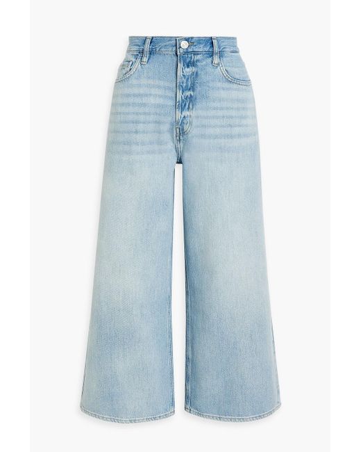 FRAME Blue Le Pixie Cropped High-rise Wide-leg Jeans