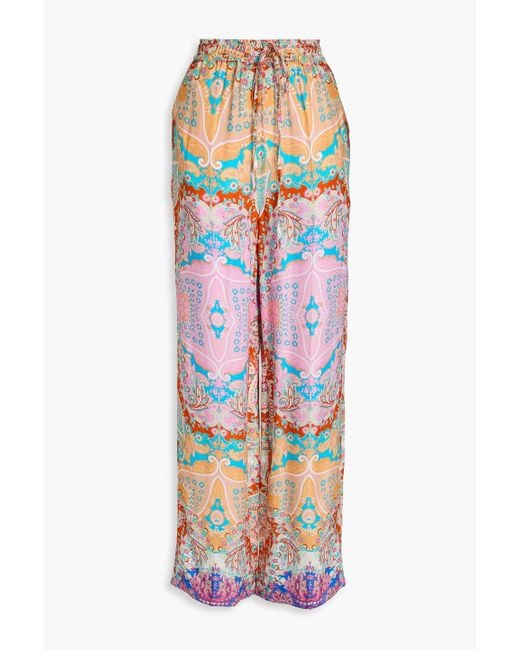Sandro White Paisley-print Twill Wide-leg Pants