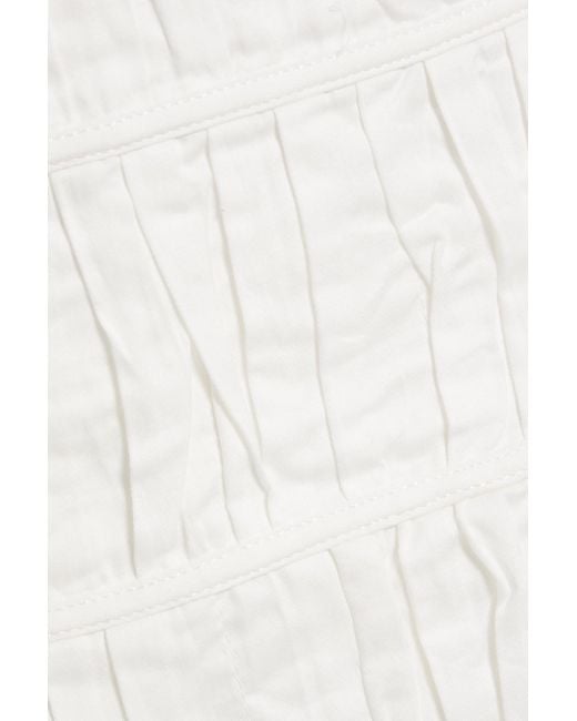 Aje. White La Vie Ruffled Shirred Cotton-poplin Mini Skirt