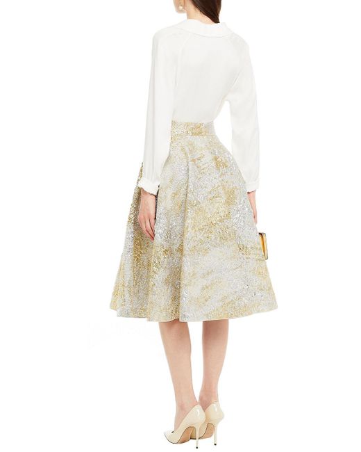 Dolce & Gabbana Natural Flared Brocade Midi Skirt