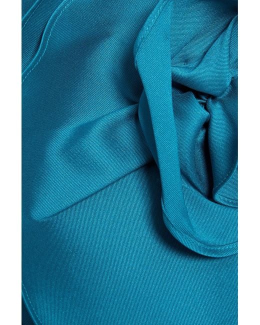 Badgley Mischka Blue Robe aus duchesse-satin mit rüschen