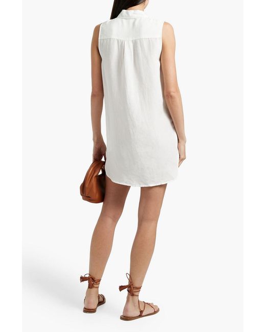 Onia White Linen And Lyocell-blend Mini Shirt Dress