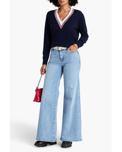 FRAME Blue Le Palazzo High-Rise Wide-Leg Jeans