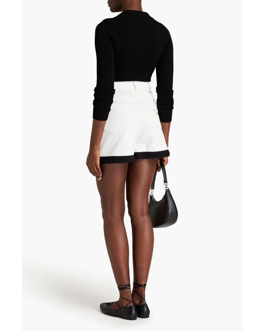 Boutique Moschino White Crochet-trimmed Denim Shorts
