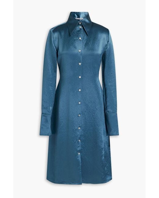 Acne Studios Satin Shirt Dress in Blue | Lyst