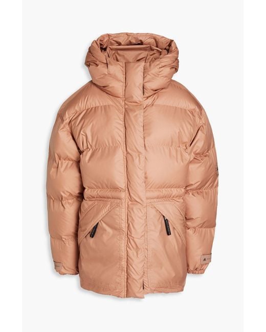 Adidas By Stella McCartney Pink Quilted Printed Shell Hooded Jacket