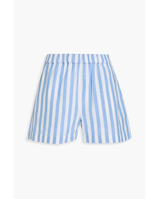 Alex Mill Blue Striped Cotton And Linen-Blend Shorts