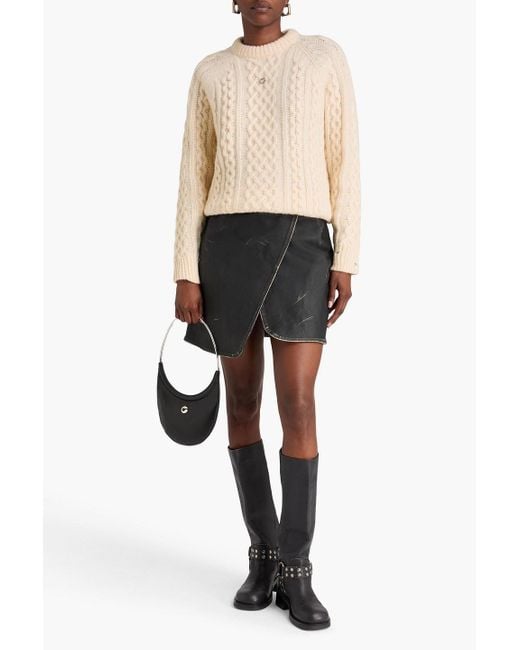 Coperni Natural Embellished Cable-knit Wool-blend Sweater