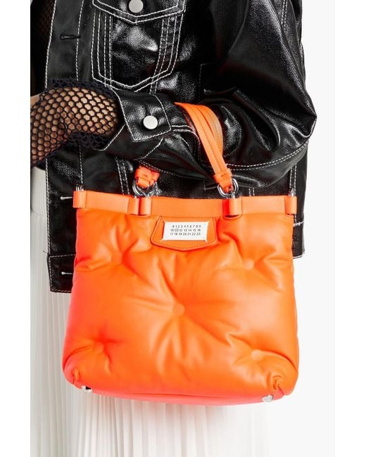 Maison Margiela Orange Glam Slam Neon Padded Leather Tote