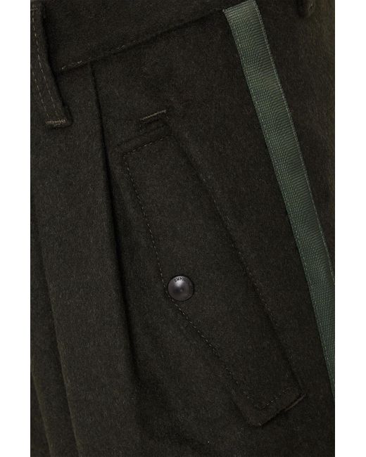 Emporio Armani Black Cropped Tapered Felt Pants for men