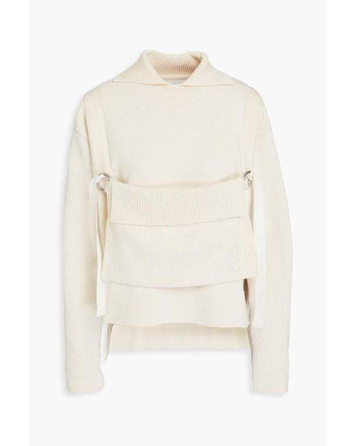 Jil Sander Natural Appliquéd Cotton-blend Sweater