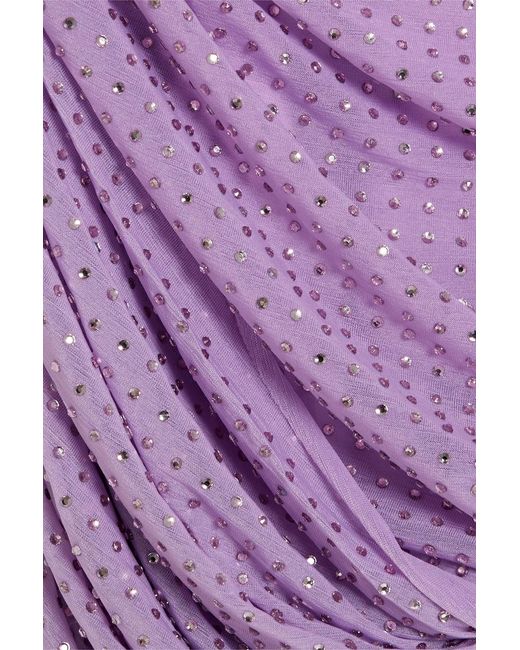 Jonathan Simkhai Purple Abrah Crystal-Embellished Draped Jersey Mini Dress