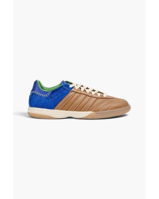 Adidas Blue Samba Quilted Leather And Calf Hair Sneakers for men