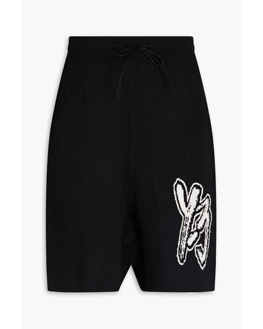 Y-3 Black Intarsia-knit Shorts for men